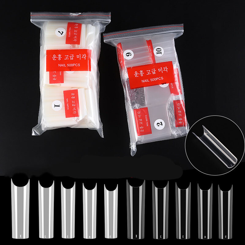 500Pcs XXL C Curve Nail Tips Extra Long Square Fake Nails Half Cover False Nails