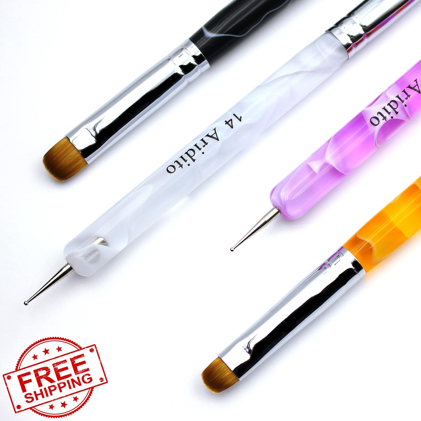 Aridito 4pc Nail Art Brush Dotting Tool Colorful