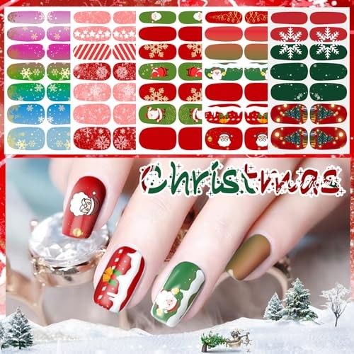 224PCS/16 Sheets Nail Polish Strips – Halloween, Fall, Christmas Gel Kit 1