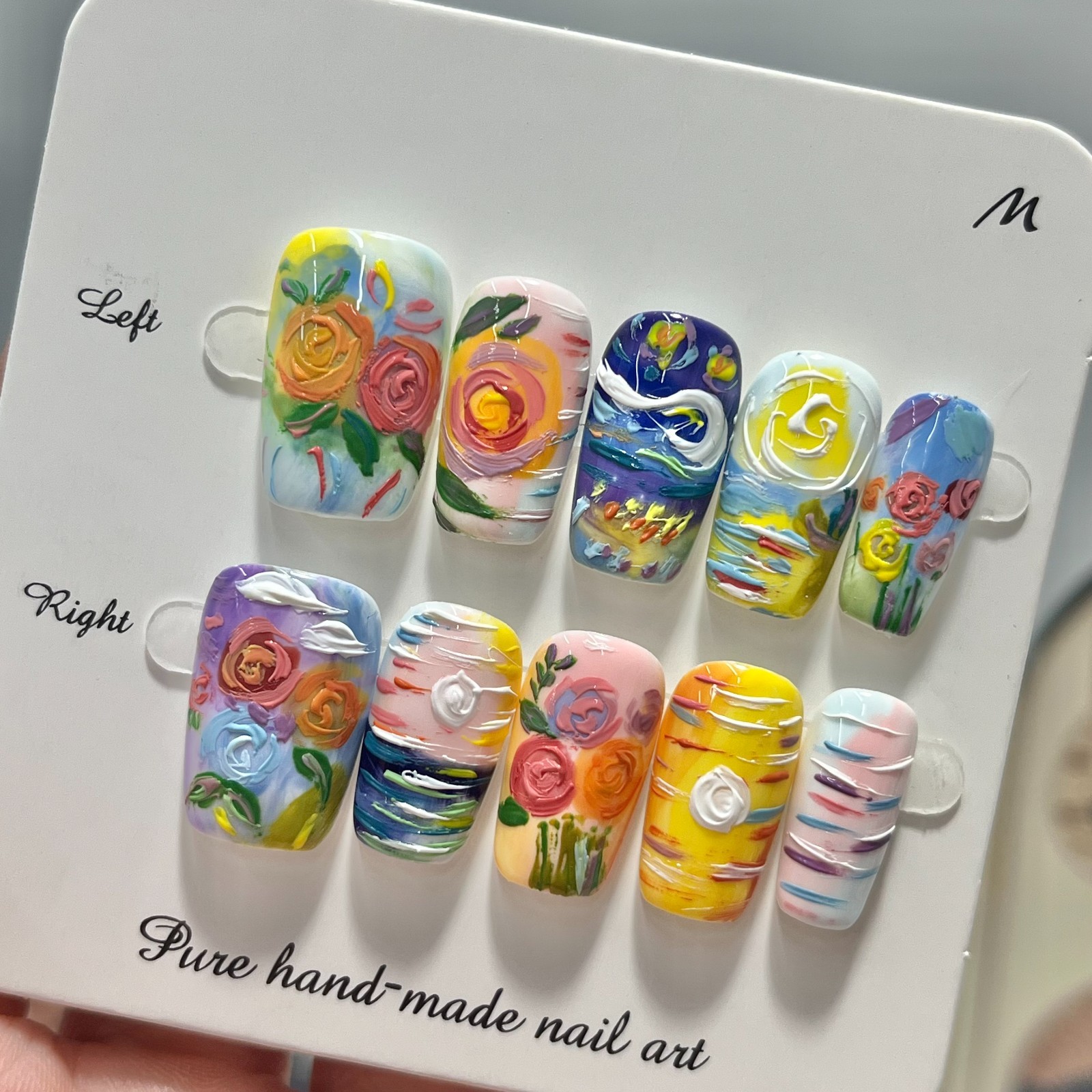 Abstract Oil Painting Van Gogh Inspired Handmade Press On Nails