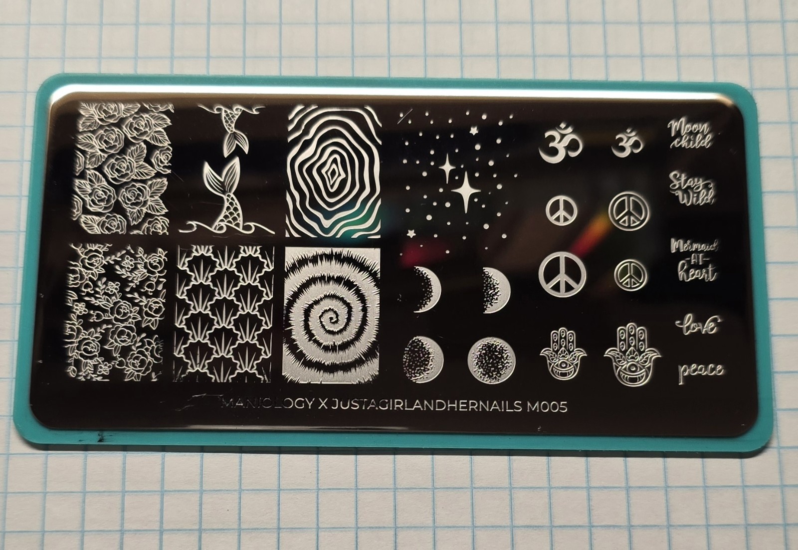 HTF Maniology JustAGirlAndHerNails M005 Collab Nail Stamp Plate Just A Girl Nail