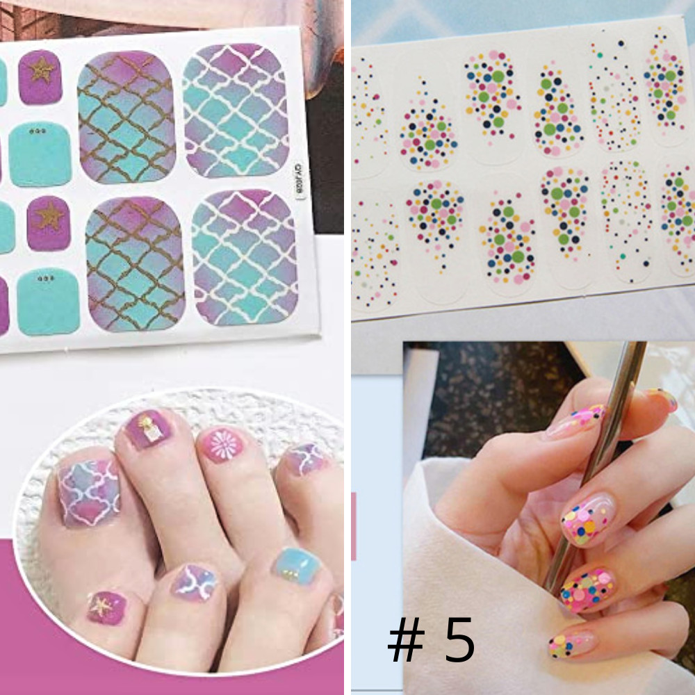 Premium Nail & Toe Nail Polish Strips Wraps Stickers. Pedicure Manicure Match.