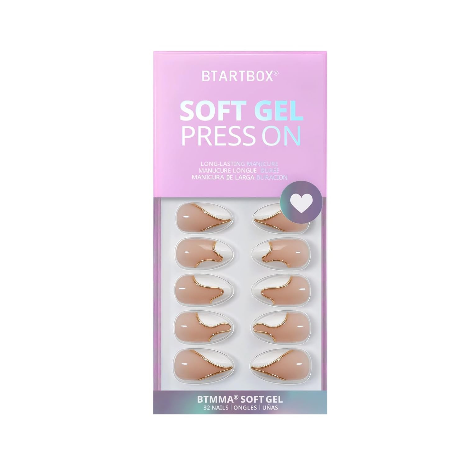 Btartbox Press on Nails Almond – Designed White French Tip Press on Nails Short