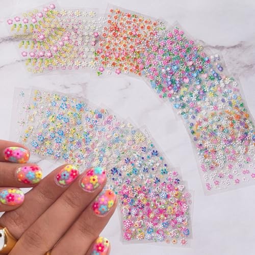 30 Sheets Flower Nail Stickers for Nail Art Cute Butterfly Flowers Stickers-15