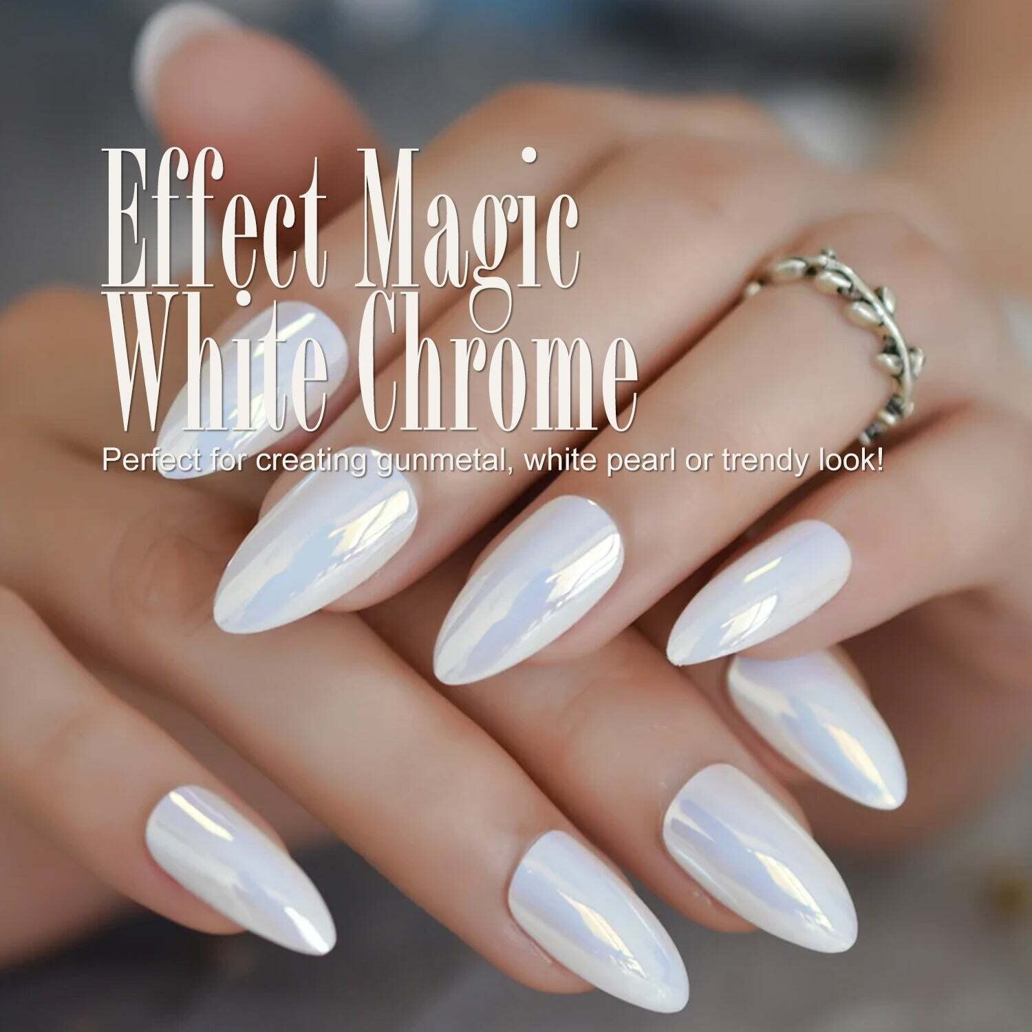 Ivanca Brand Nail Art Effect White Chrome (1g) Powder New Product 2023