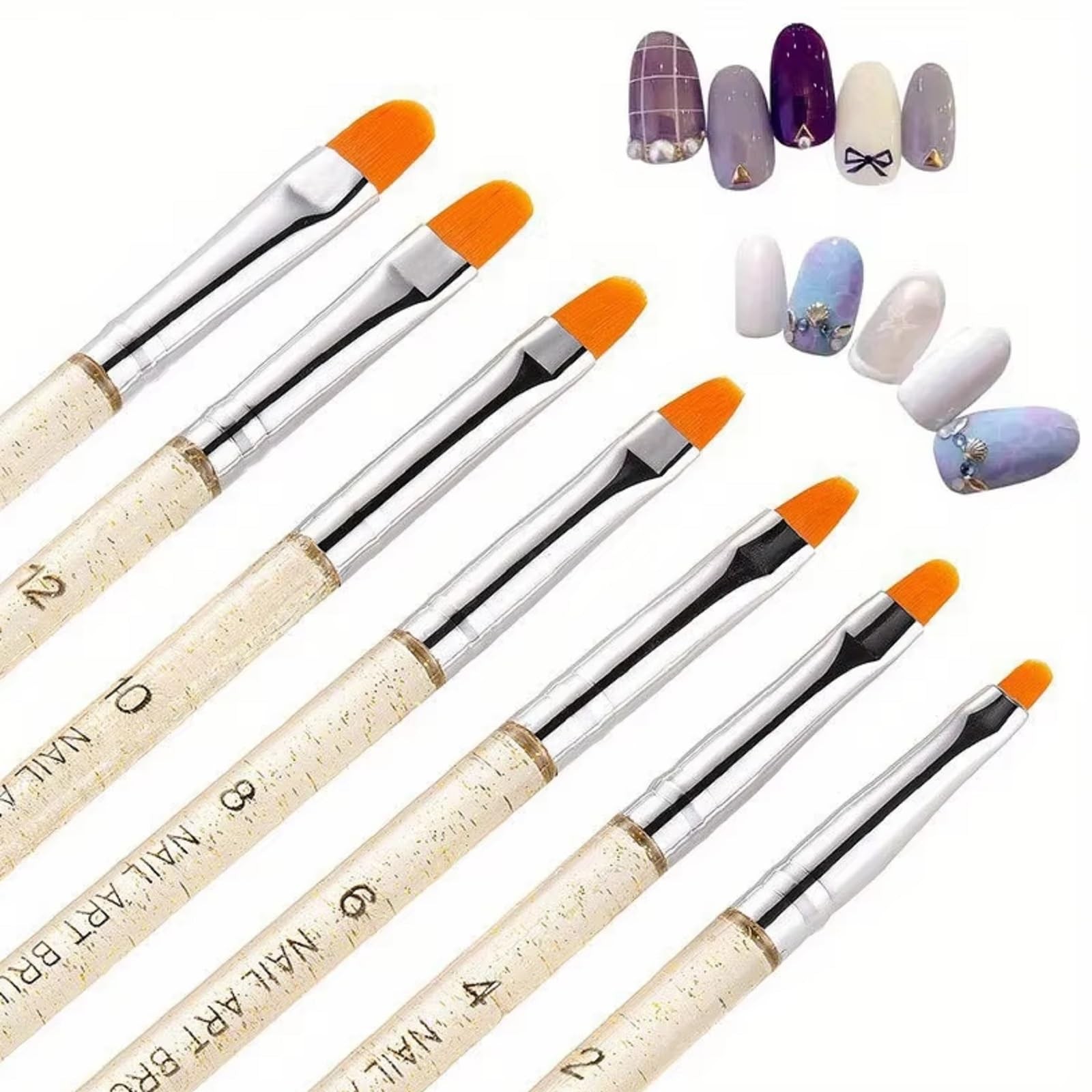 7PCS Nylon Hair UV Gel Nail Art Builder Brushes Drawing Pens For Nail Design …