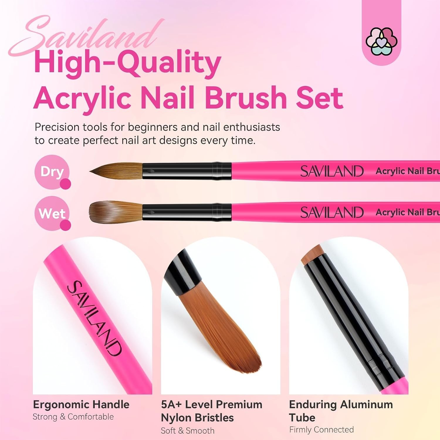 Acrylic Nail Brush Set – Sizes 8, 10, 14 for Professional Nail Art & Extensions