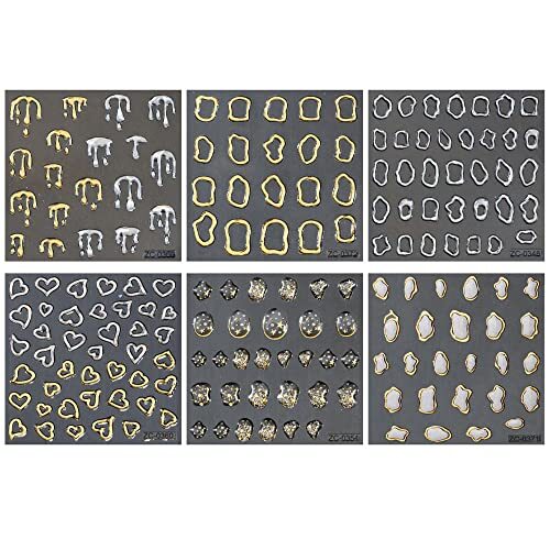 6 Sheets 5D Crystal Soft Glue Embossed Nail Stickers Irregular Geometric