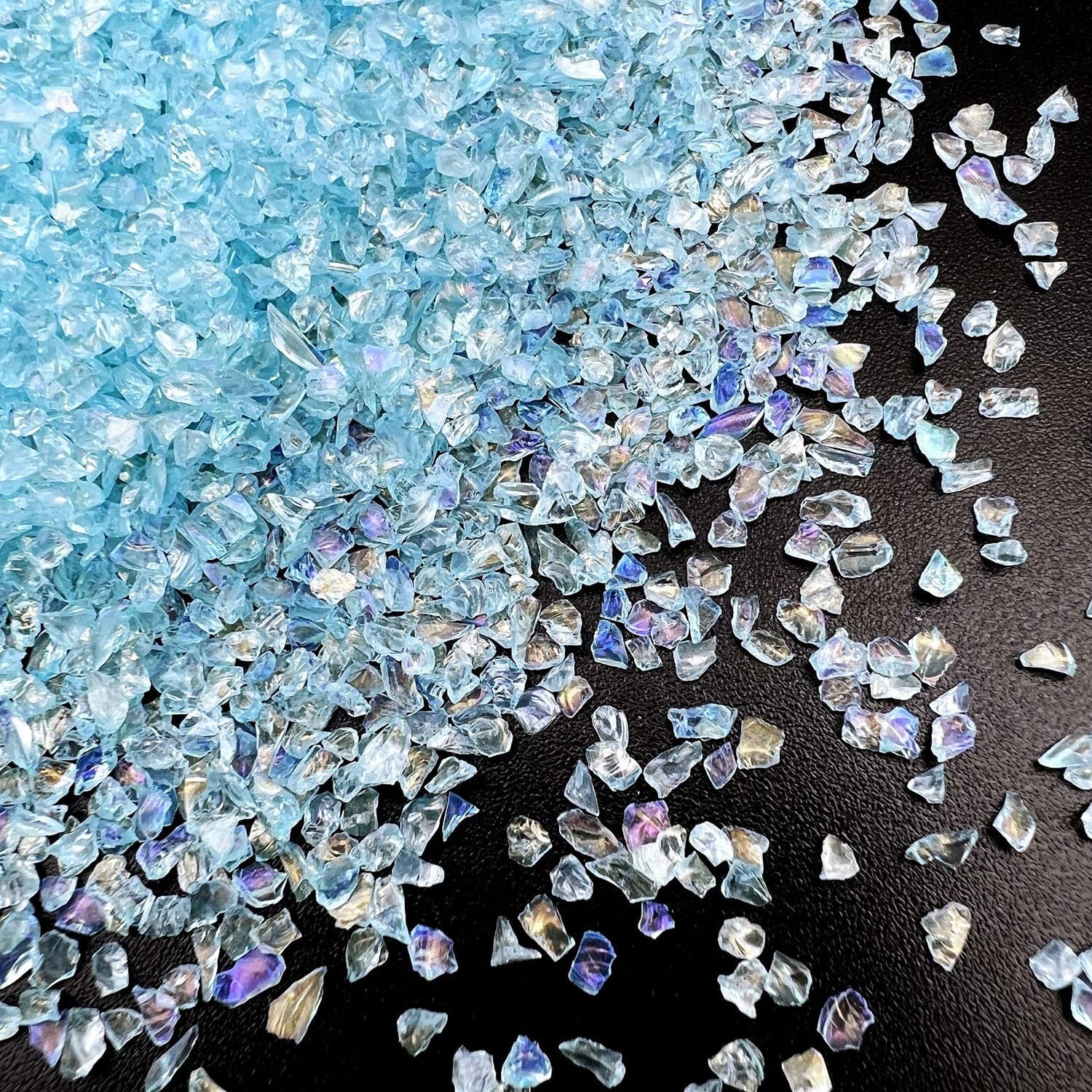 12 Box Transparent Crushed Glass Craft Glitter for Resin Art,Small Broken Gla…