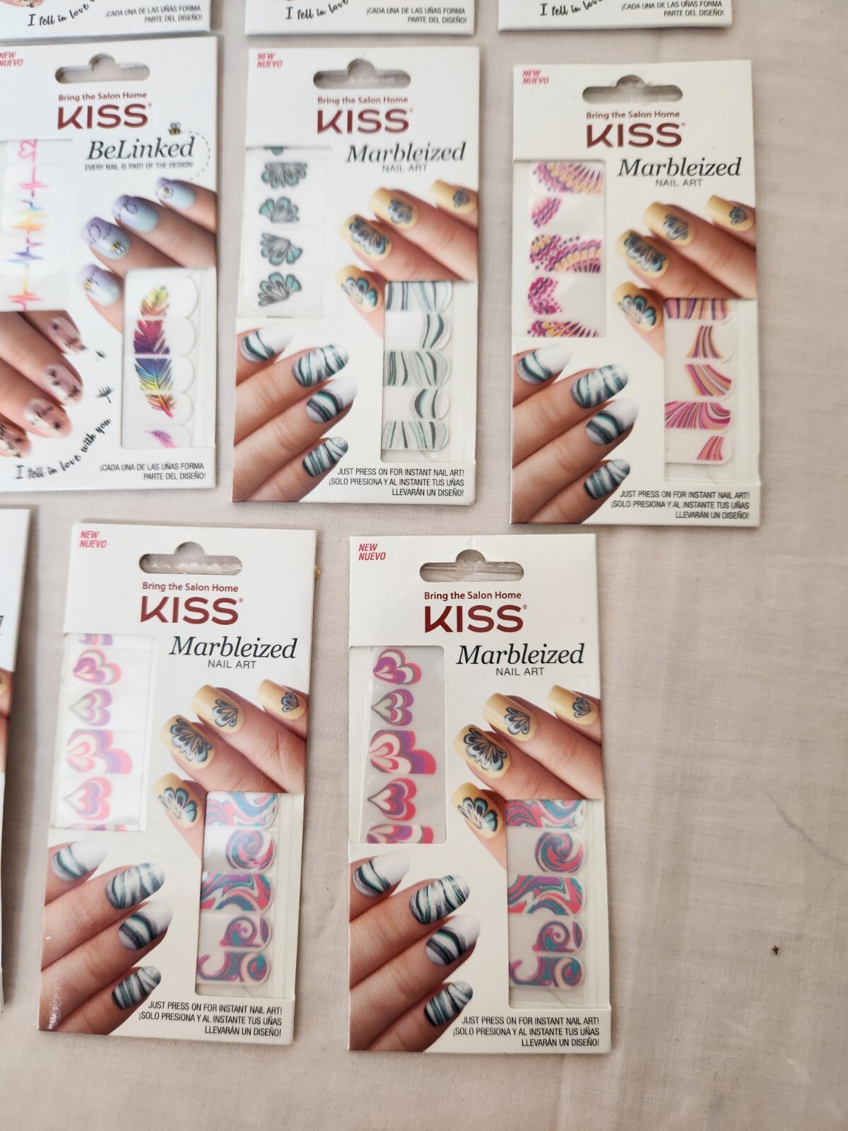 KISS BeLinked Marbleized Nail Accent Strips Fashion Design Lot of 17