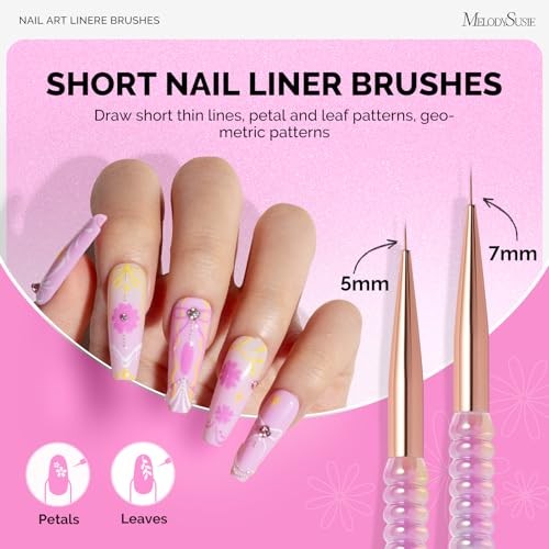 5pcs Nail Art Liner Brushes Set Synthetic Fiber Gel Polish Painting Pen Holder