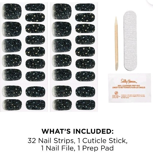 NEW Sally Hansen Nail Strips Big Tipper 32 Peel Off Salon Effects Prep Pad NIP