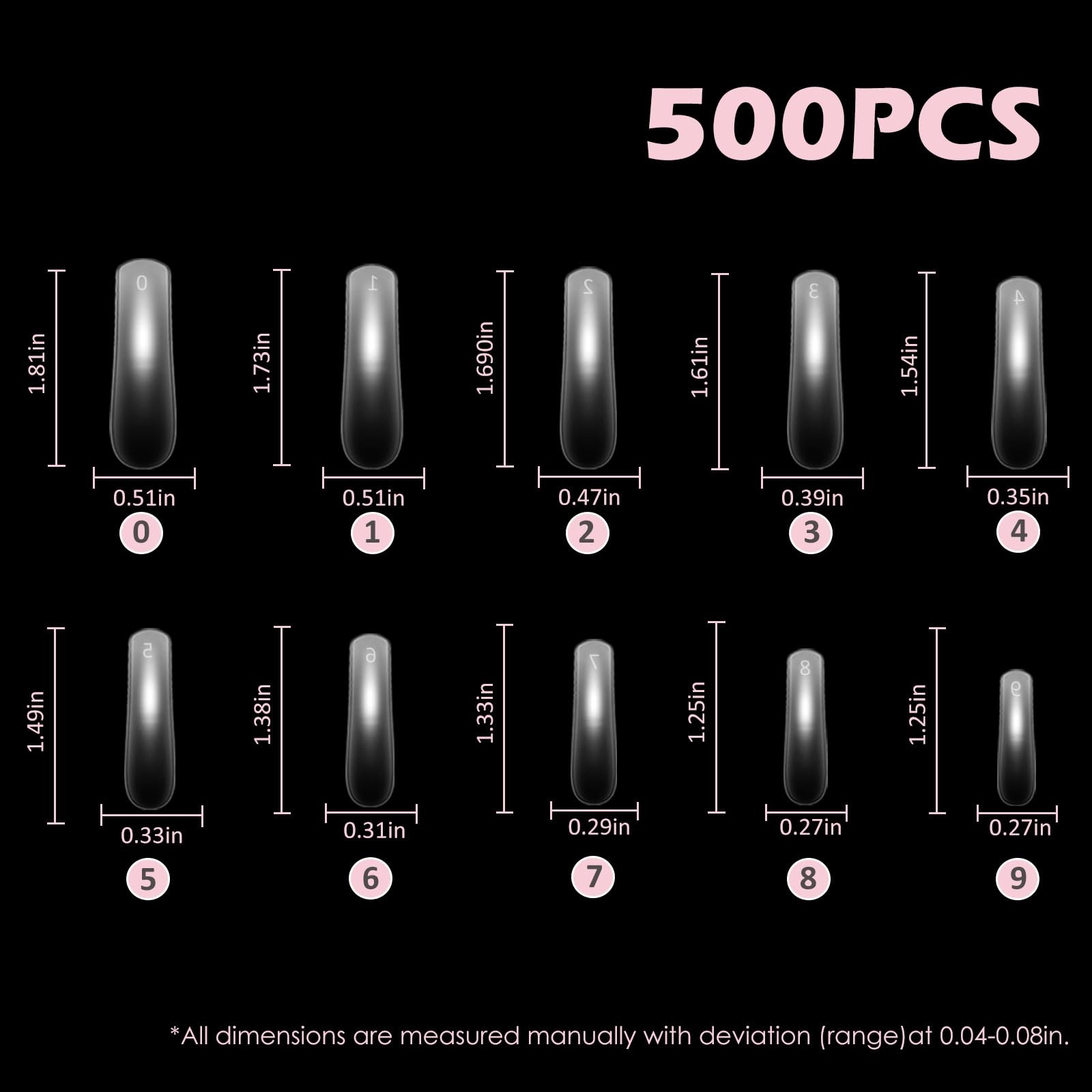 Curved Square Nail Tips Full Cover Nails XXL Clear Press on Extra Curve Acryl…