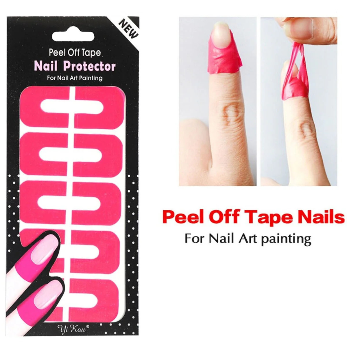 Nail Protector Peel Off Tape, 10PCS for Home Travel (Pink)