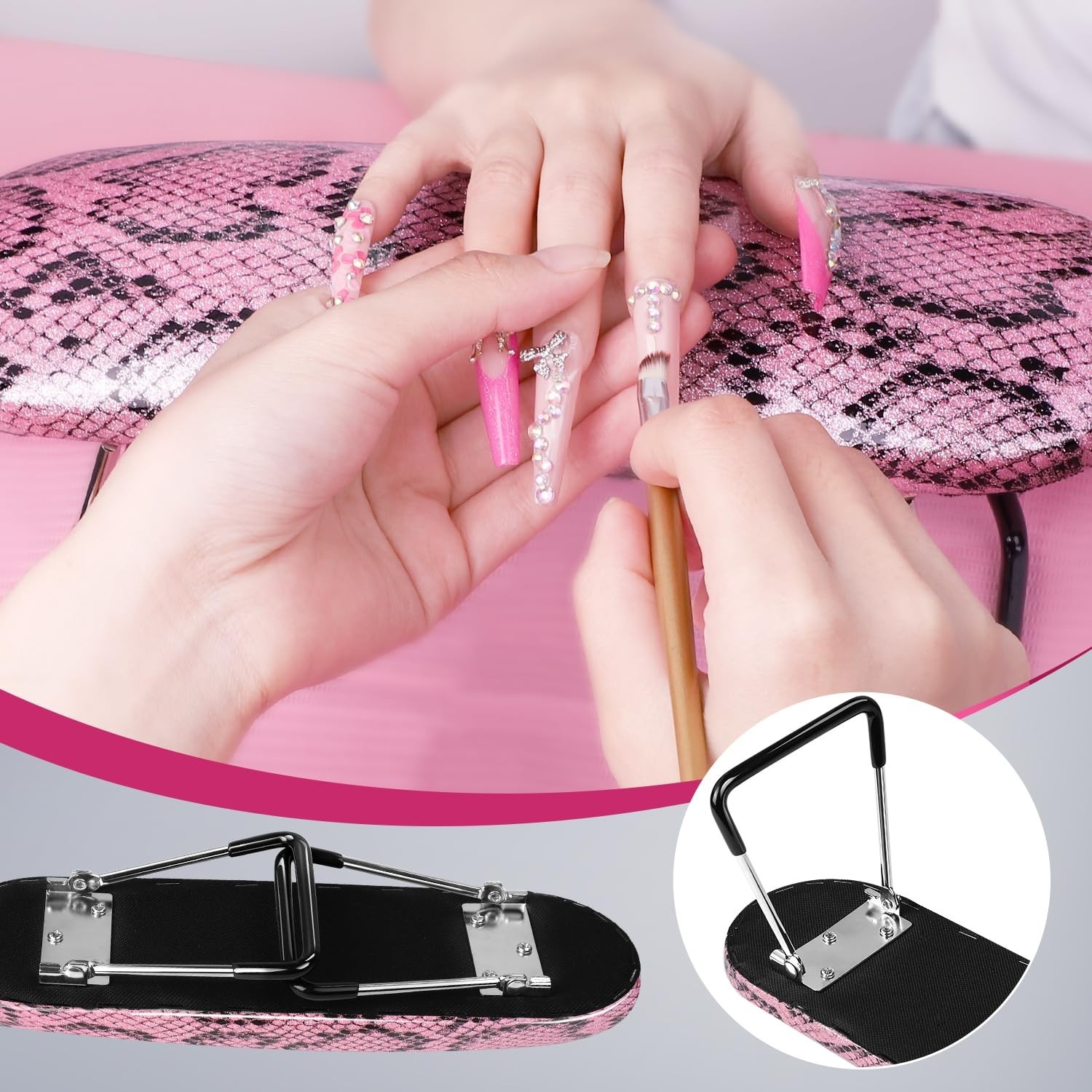 Professional Nail Hand Rest Stand Foldable PU Leather High-Density Sponge Nail A