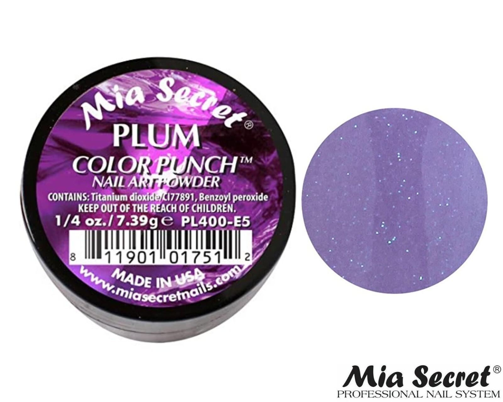 MIA SECRET Nail Art Powder 1/4oz- Plum (COLOR PUNCH Collection)