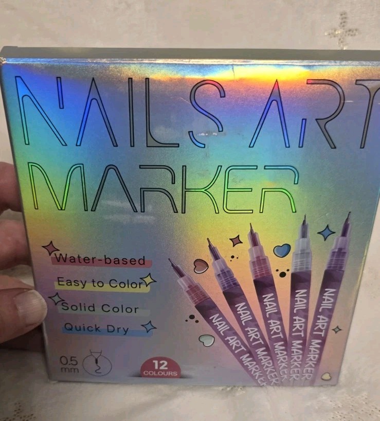 12 Color Nail Art Marker Set Water-Based Quick Dry Solid Colors for Nail Art