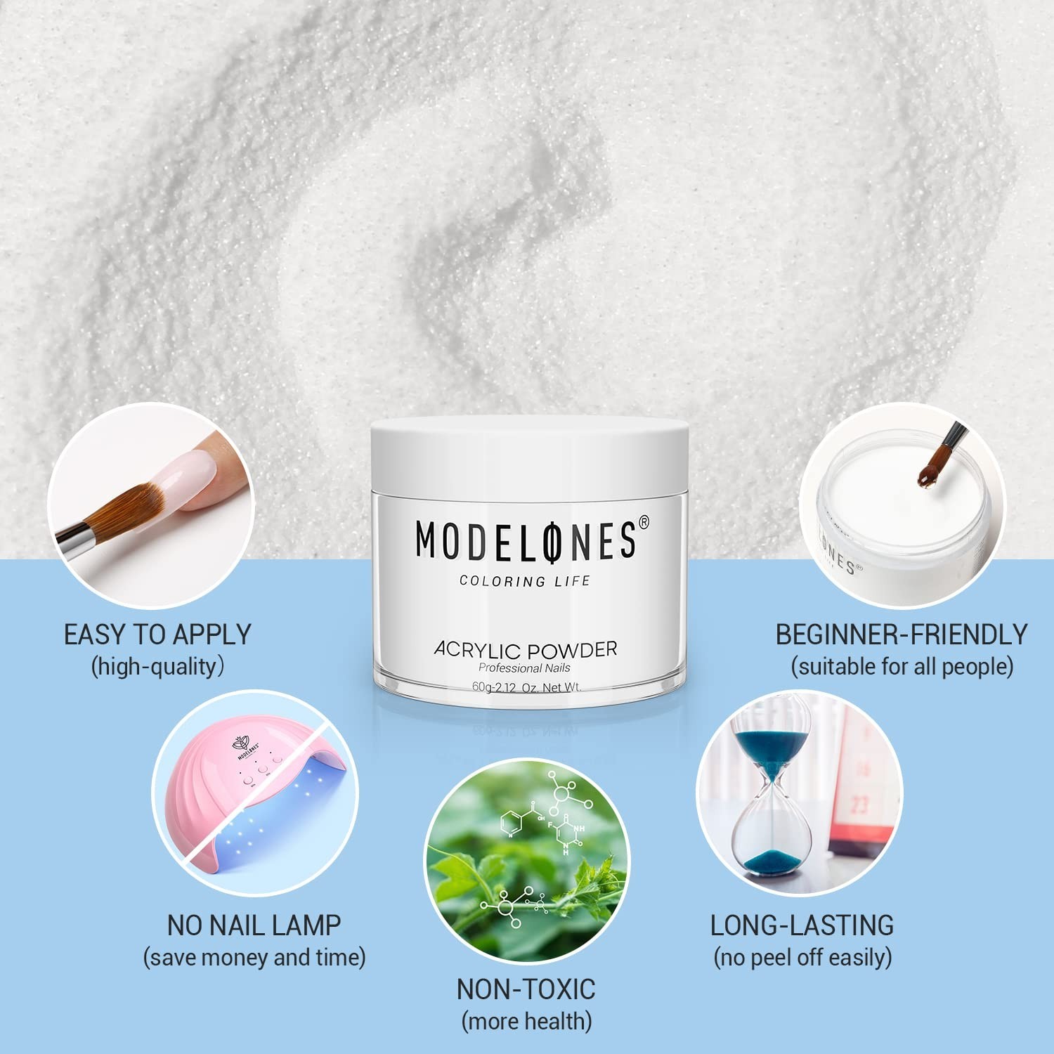 Professional Quality 2.12oz Acrylic Nail Powder – Beginner-Friendly & Non-Toxic