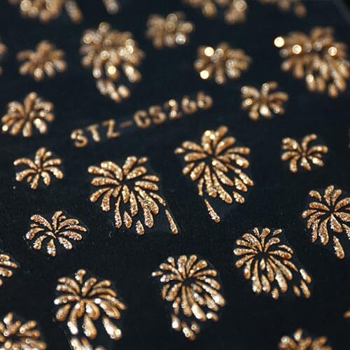 Gold Firework Nail Art Stickers Glitter Firework Nail Decals Shining Bronzing