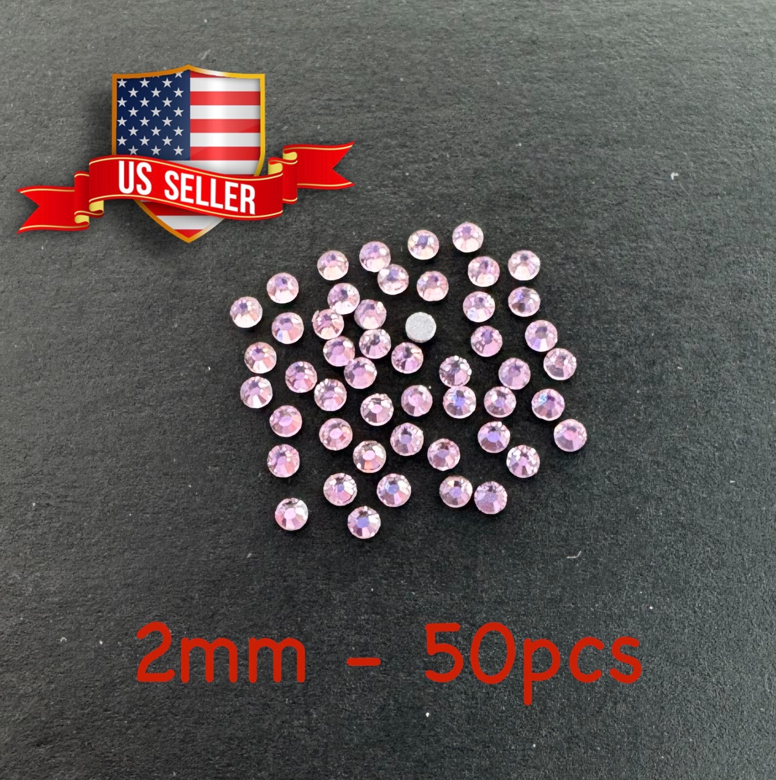 50pcs 2mm SS6 Light Pink Round Crystal Flatback Rhinestone Nail Art Phone Deco