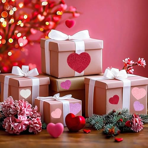 360Pcs Heart Stickers – Colorful Glitters Shape Stickers for Reward Foam Heart