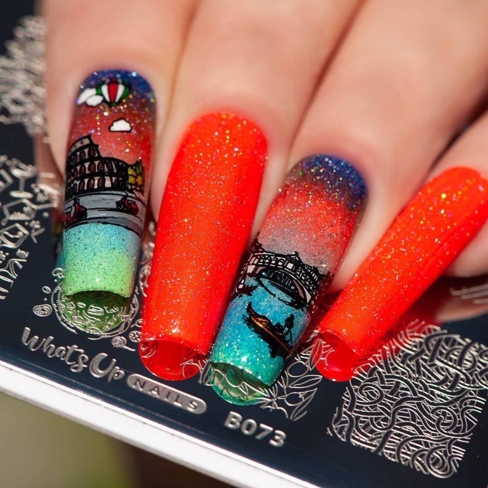 B073 Ciao Italia Stamping Plate For Stamped Nail Art Design