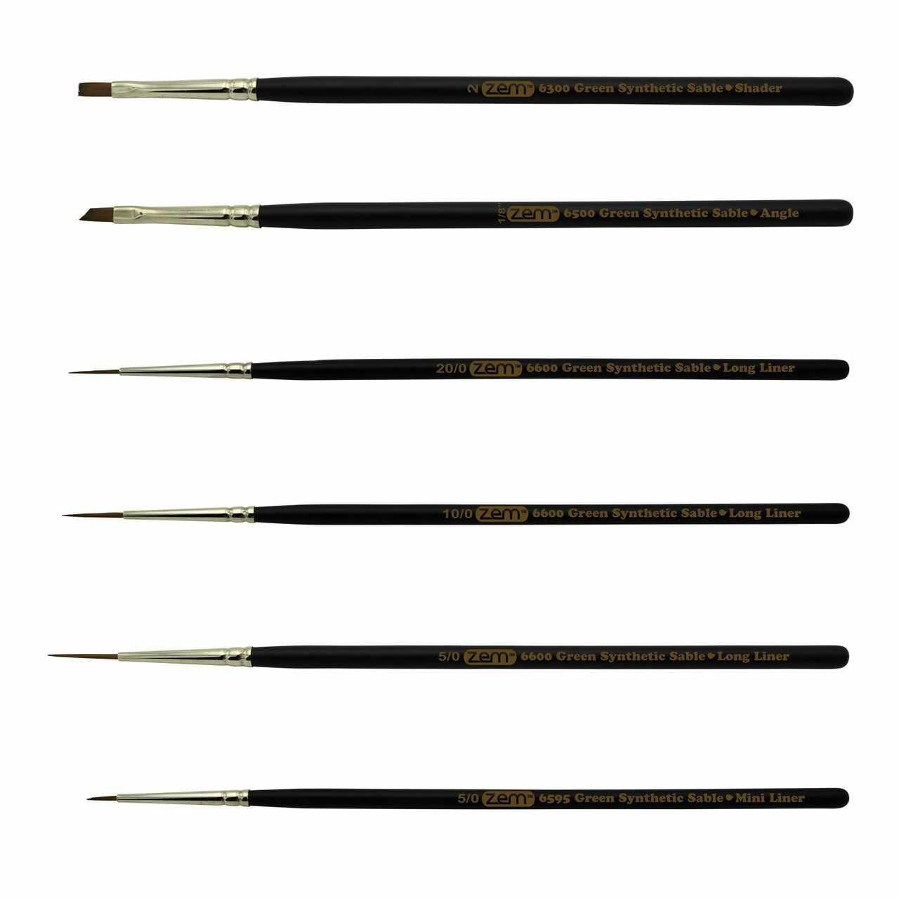 AS-144 Green Sable Synthetics Detail – Liner Combo 6 pcs