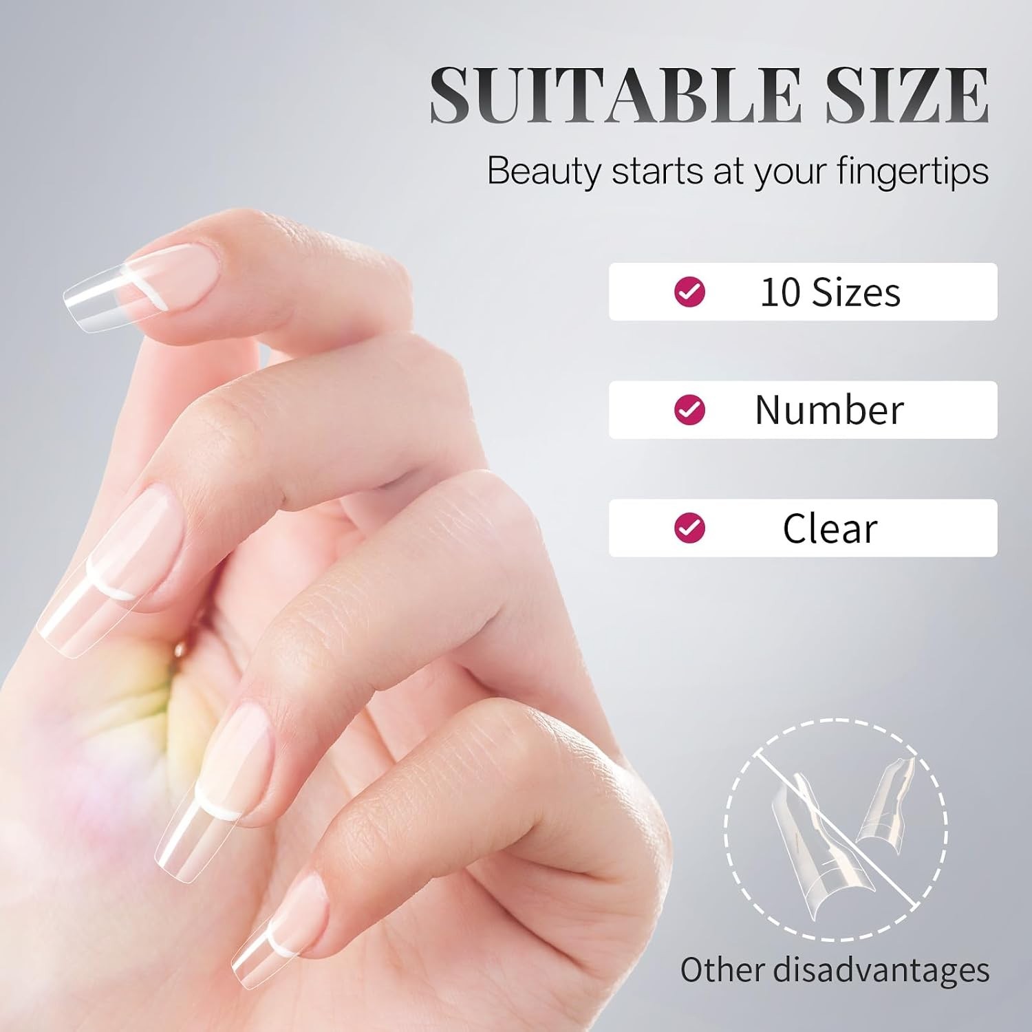 Nail Tips Lady French Style Acrylic Artificial Half Cover False Nail Tips wit…
