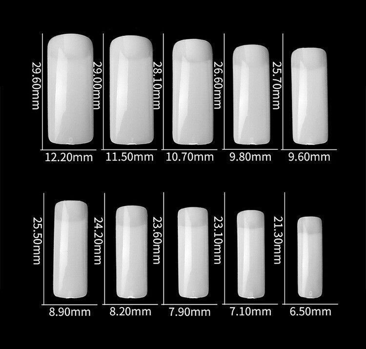 500Pcs French Half Cover Artificial False Square Nails Tips Acrylic UV Gel Clear