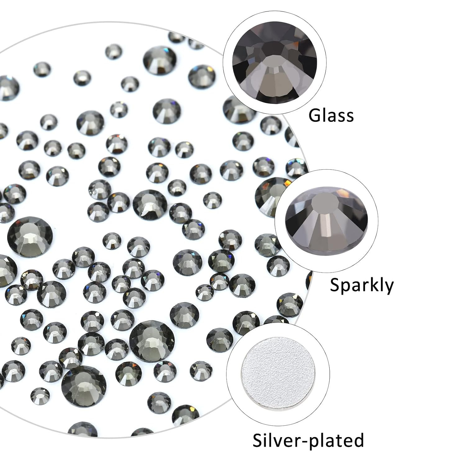 Black Diamond Glass Flatback Rhinestones for Nails, Crafts & Clothes – 4240PCS 6