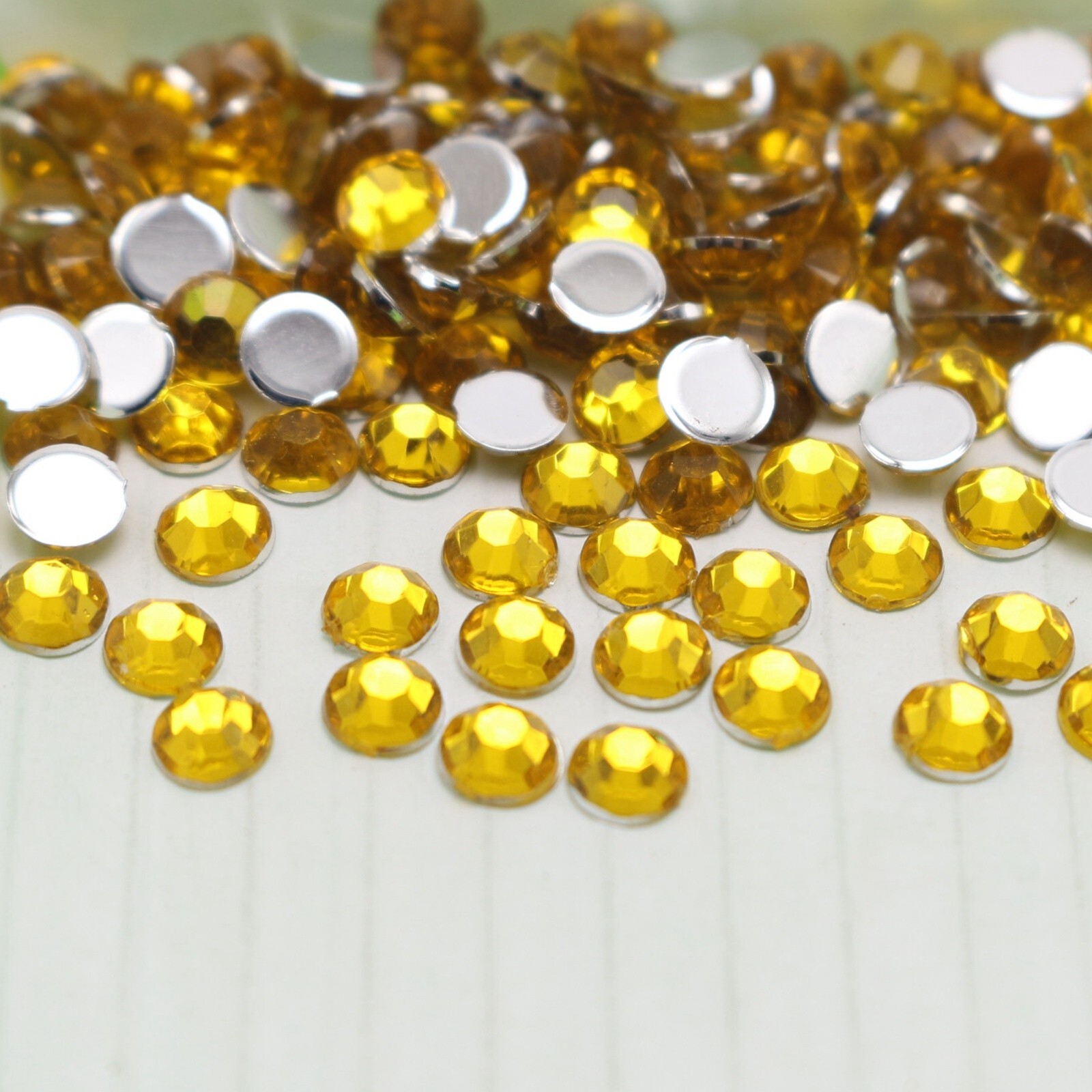 2000 Gold Crystal Acrylic Round Faceted Flatback Rhinestone Gem 4mm SS16 Nail