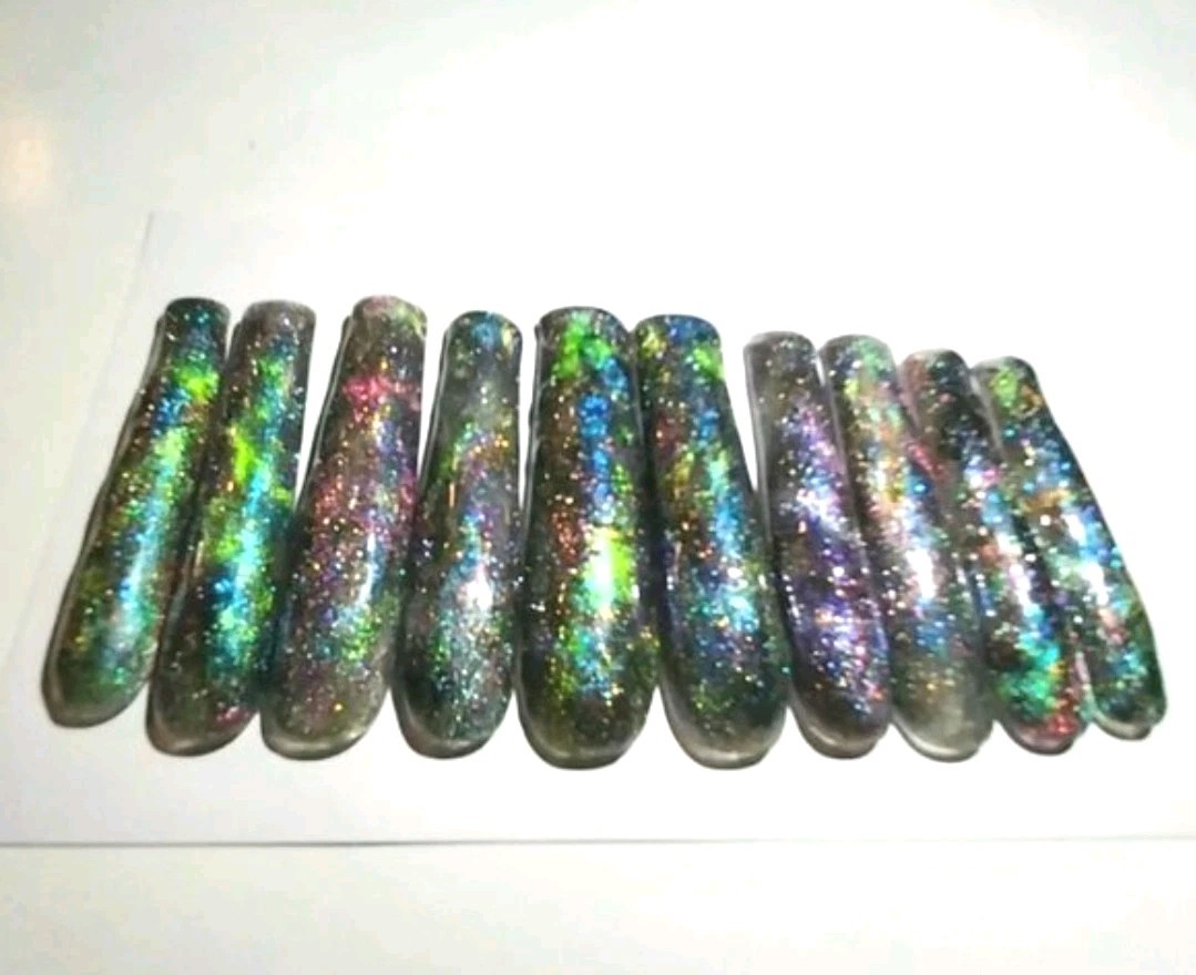Women’s Handmade 10pc Cateye Shimmering Galaxy 3Xl Press On Nails Sz Medium