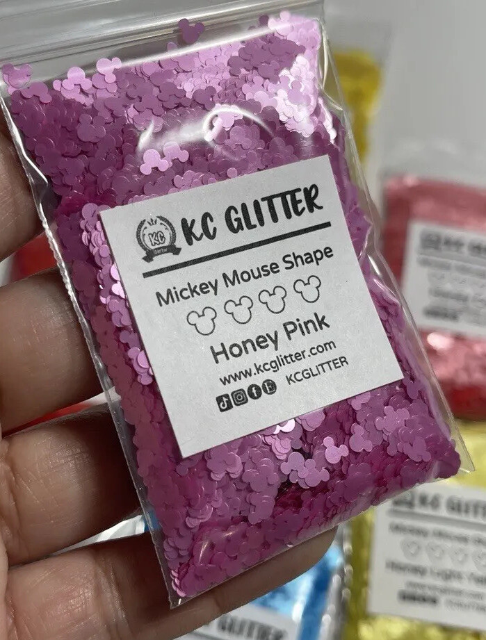 Solvent Resistant MICKEY MOUSE glitter shape Honey Pink Nail Tumbler 5G