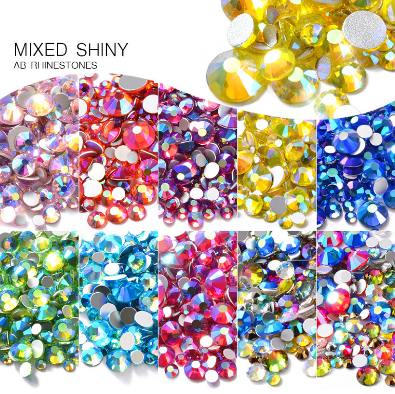 300pcs Crystal AB Rhinestones Flatback Strass Nail Art Case Shoe Decoration NS4