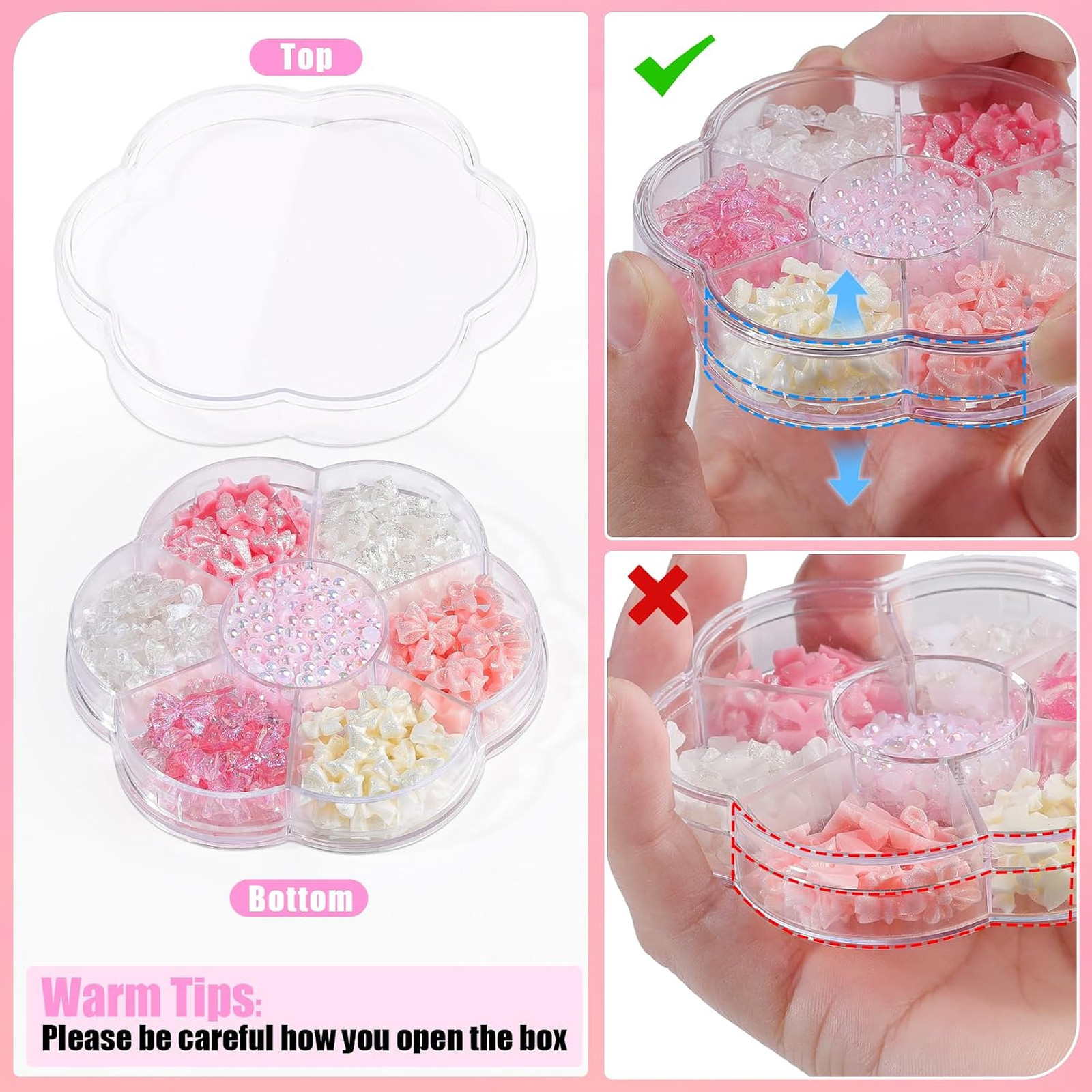 Nail Charms Kit, 400 Pieces, Bow and Flatback Pearls Set, 3D Acrylic