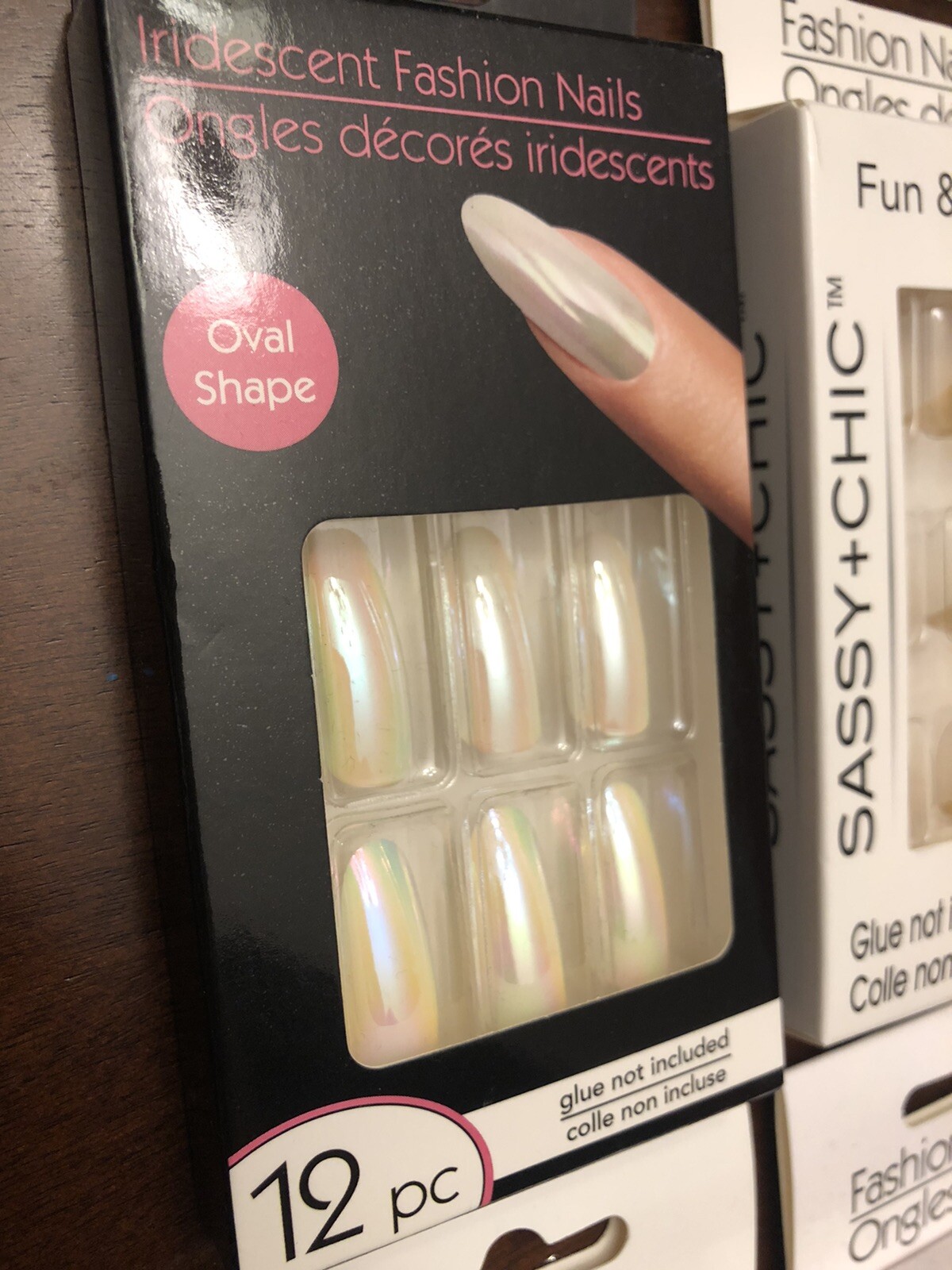 6 SETS PRESS ON NAILS Neutral French Leopard Natural Gold Coral Pink Iridescent