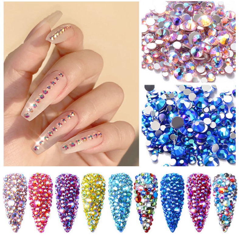 300pcs Crystal AB Rhinestones Flatback Strass Nail Art Case Shoe Decoration NS4