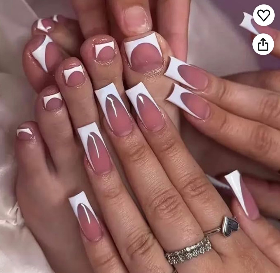 NHIXK 60PCS French Tip Press On Nails & Toenails Set Square Full Cover Manicure