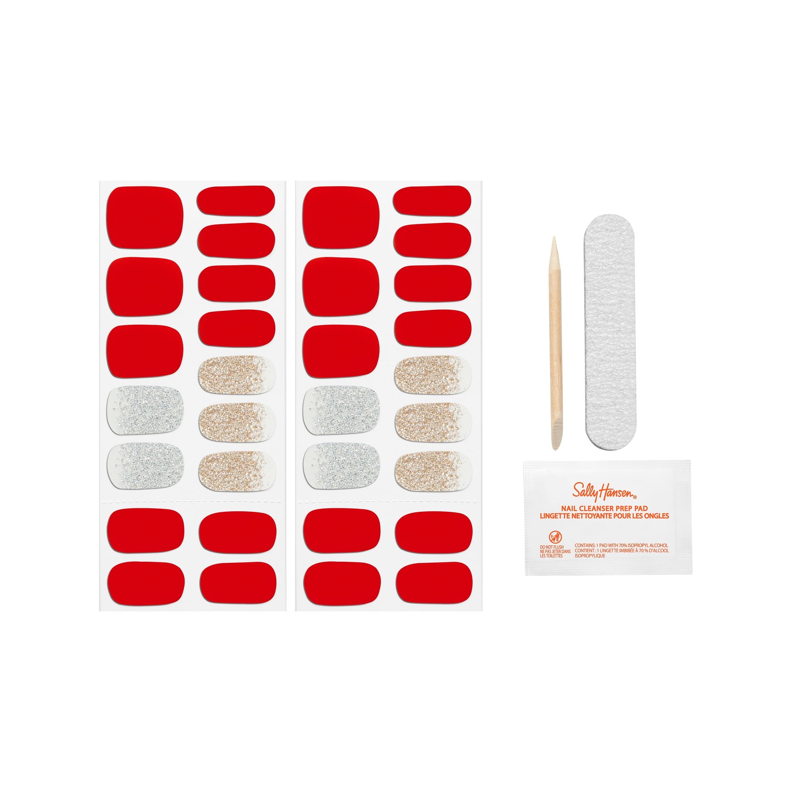 Sally Hansen Salon Effects Nail Strips | No UV Light Needed, A-List Ruby, 32pcs