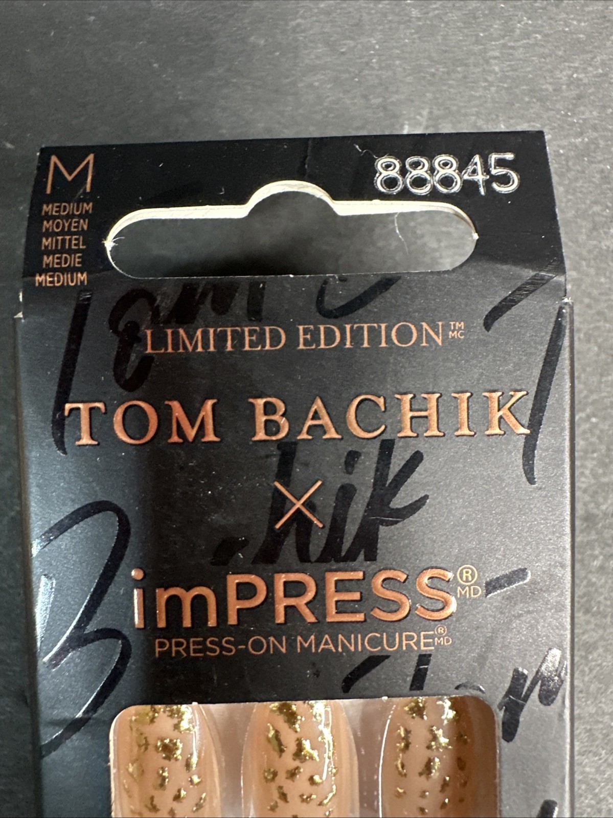 ImPress Limited Edition Tom Bachik Press On Nails Mix & Mingle 30 Pieces Gold