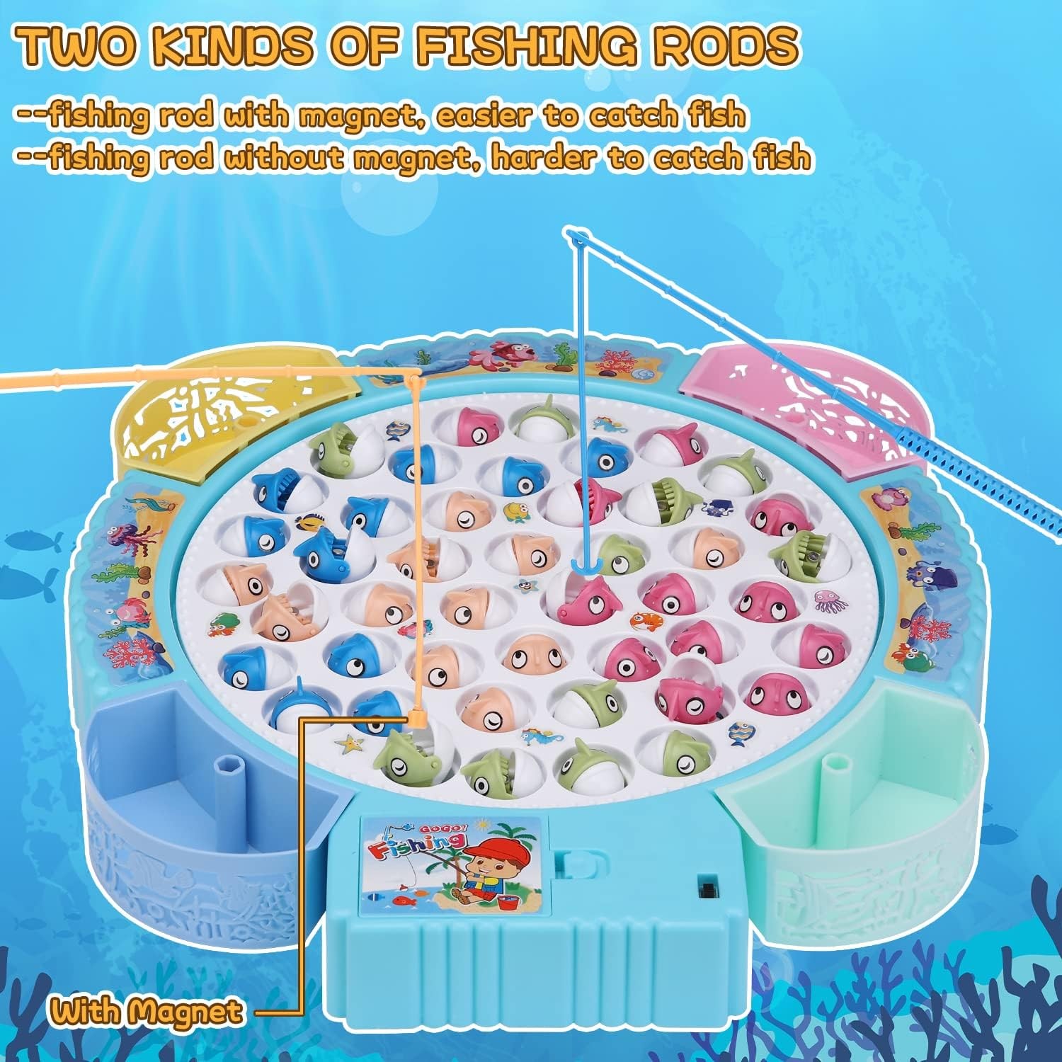 Magnetic Fishing Game Toys, Rotating Board with Music Including 45…