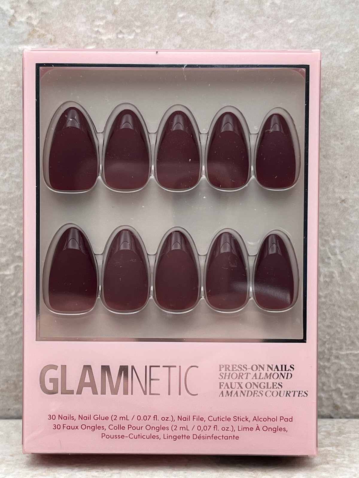 Glamnetic Merlot Short Almond Press-On Nails – New in Sealed Package