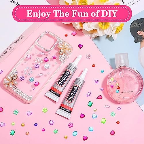 1200Pcs Craft Gems & 2 B7000 Jewelry Glue – Flat Back Sequins, Rhinestones, Gems