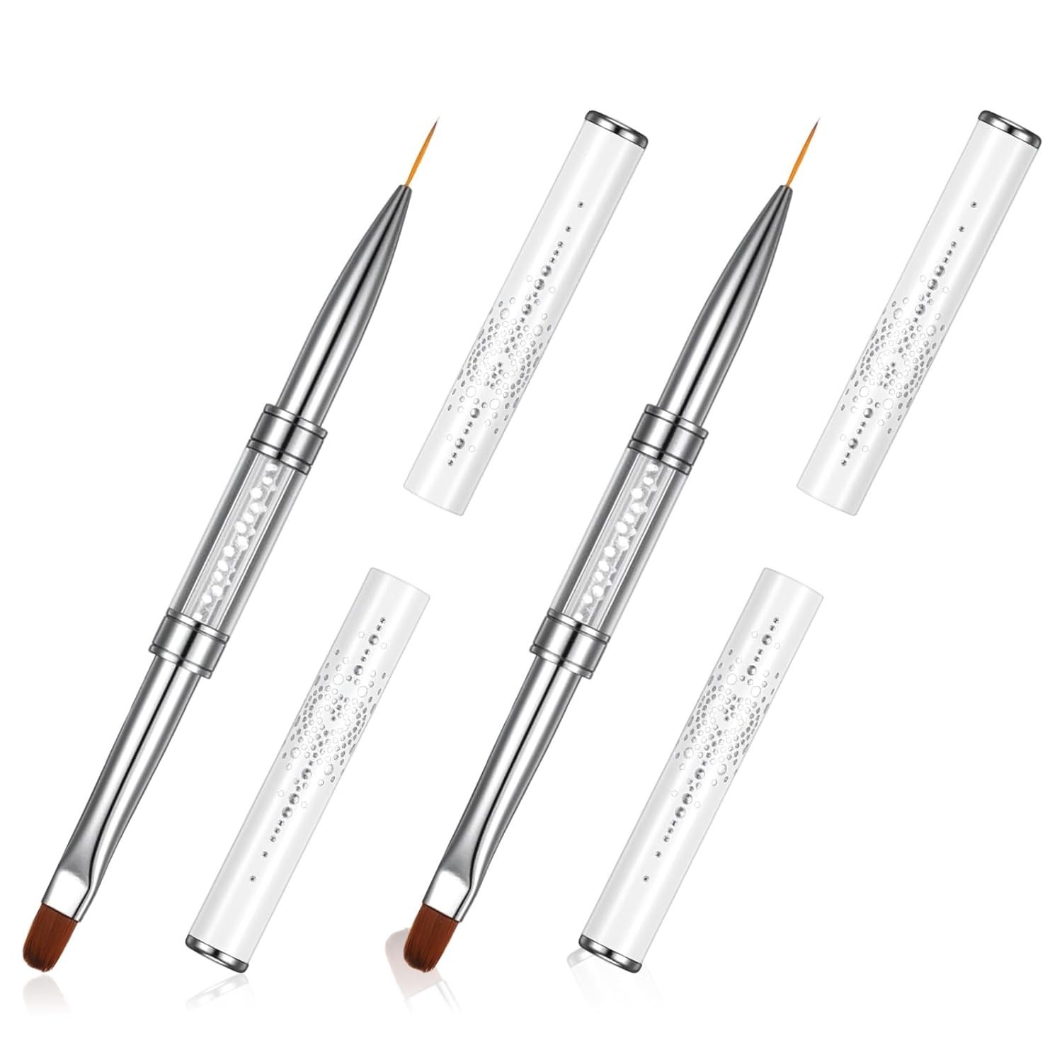 2-PCS Double-Ended Nail Builder Gel Brush, French Tip Liner Rhinestone Tool
