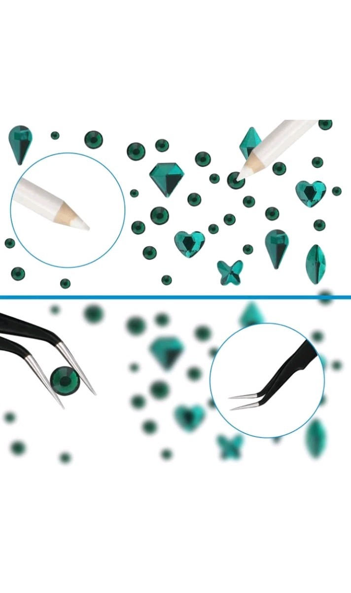 810PCS Rhinestones Crystal Rhinestones for Nail, Green Mixed Designs Nail Art