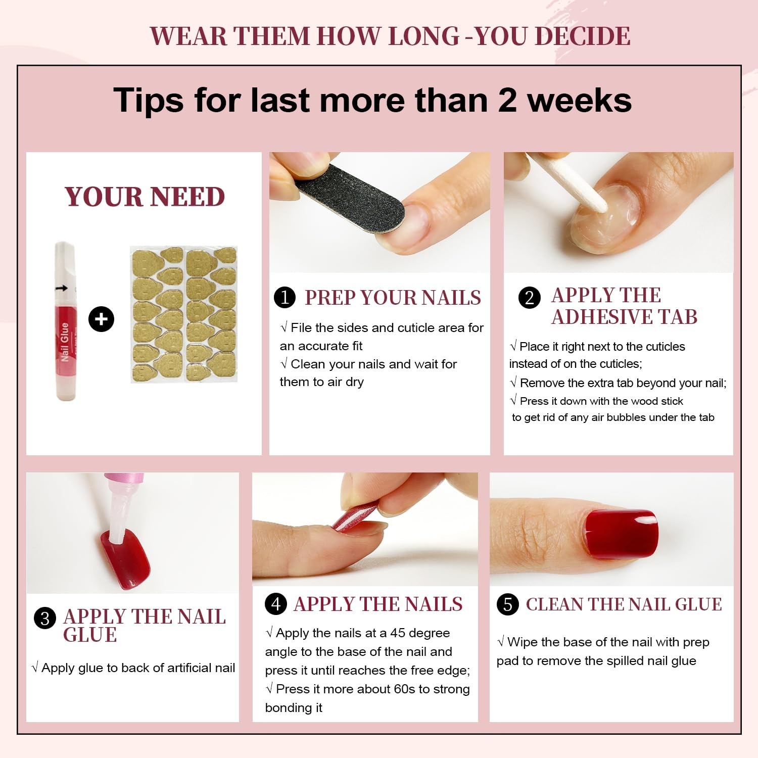 Press On Nails Short, Vneffabler Acrylic Nails Square Press ons Glue On Nails Re