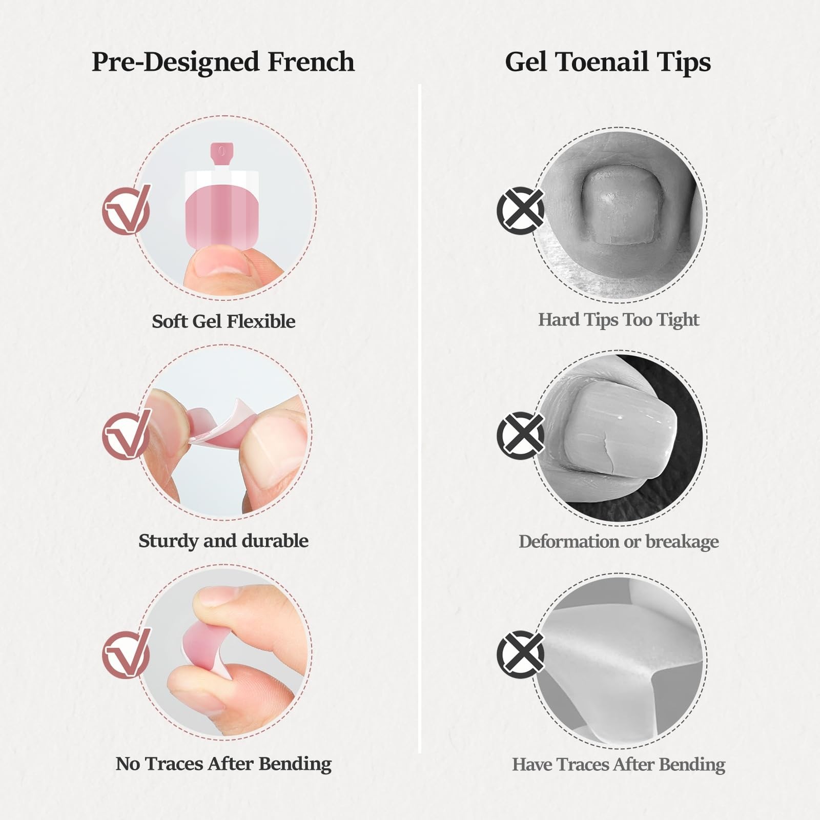 SWRITATSK French Tip Toe Nail Press Ons Toenails, L, pink_white