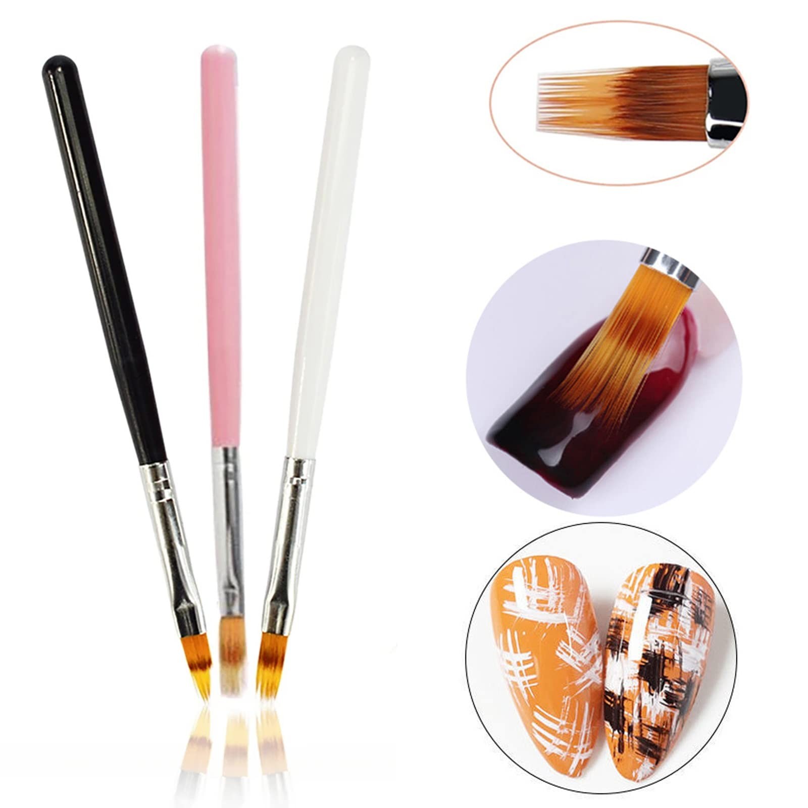 HYWWPFLAY 6pcs Ombre Nail Brush Nail Paint Pen for Lace Line Gradient Color O…