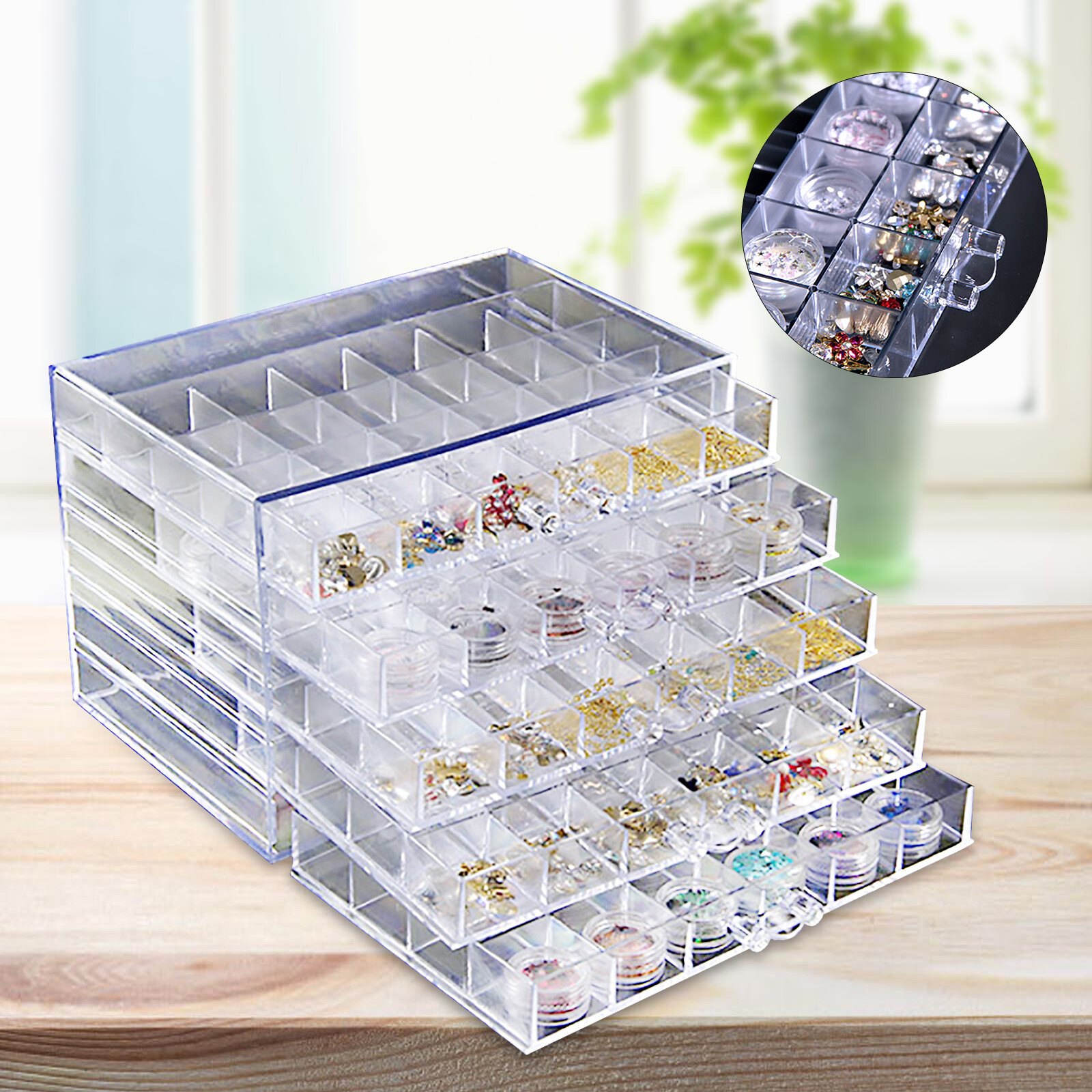 Earring Storage Box Organizer Acrylic Jewelry Storage Box Holder 5 Drawers