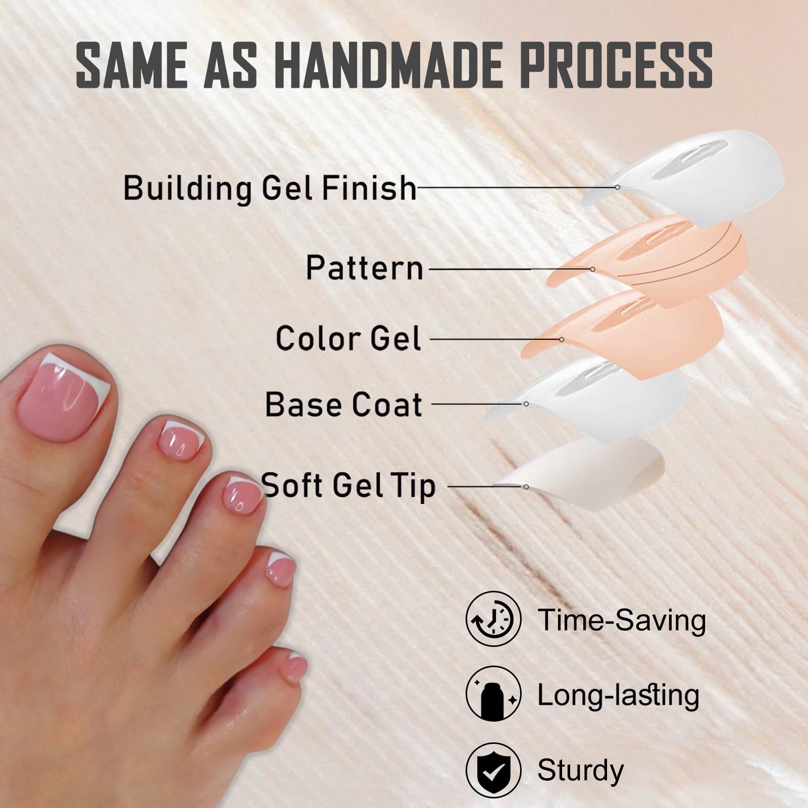 120Pcs Press On Toenails Short, White French Tips Toe Nail Press Ons for Perf…